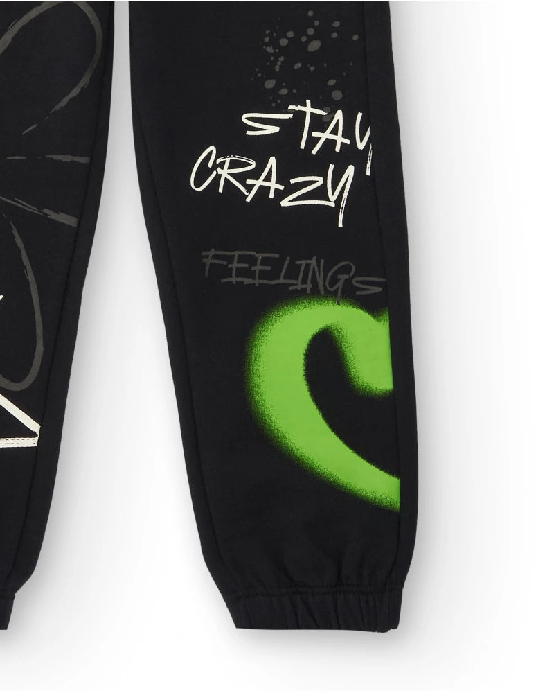 Crazy Feelings Plush Jogs - Black