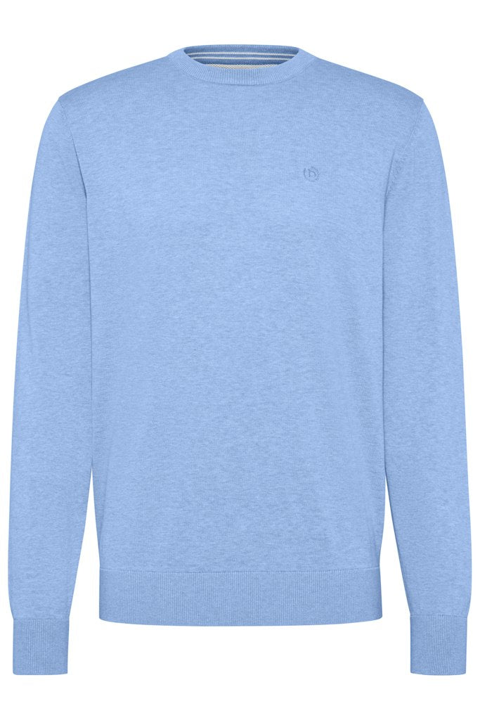 Round Neck Cotton Jumper - Blue Grey