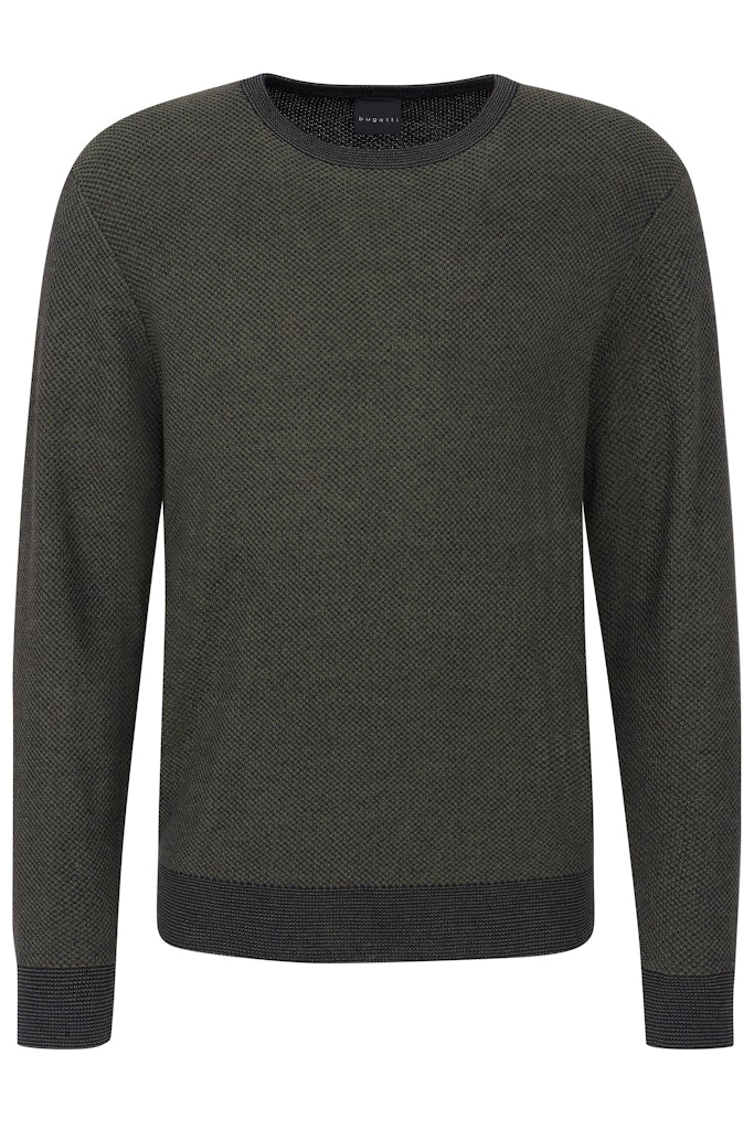 Bugatti Round Neck Jumper - Olive