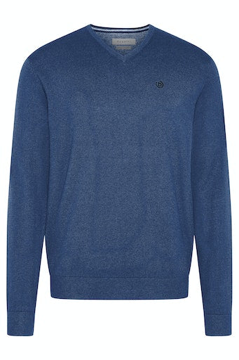 High V Neck Plain Jumper - Navy Blue