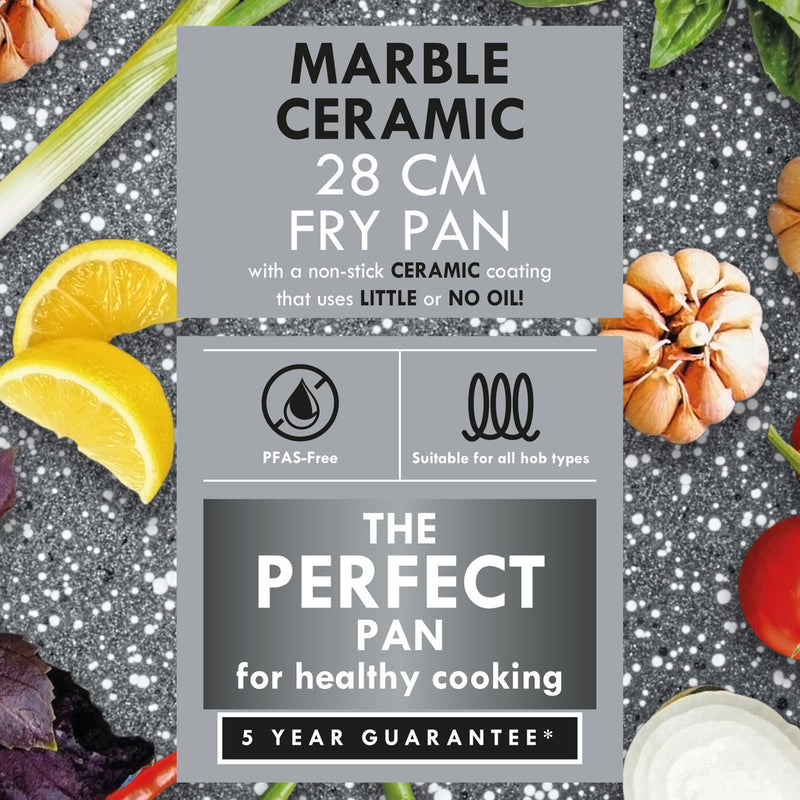 28cm Marble Ceramic Frypan