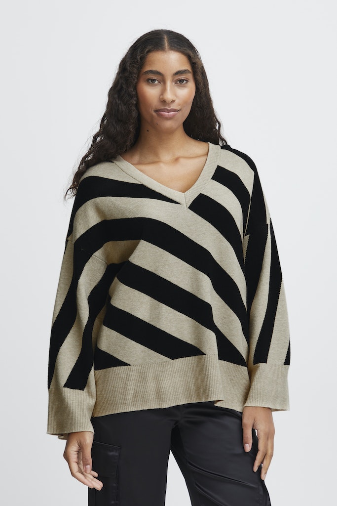 Miran V Neck Jumper - Black Mix