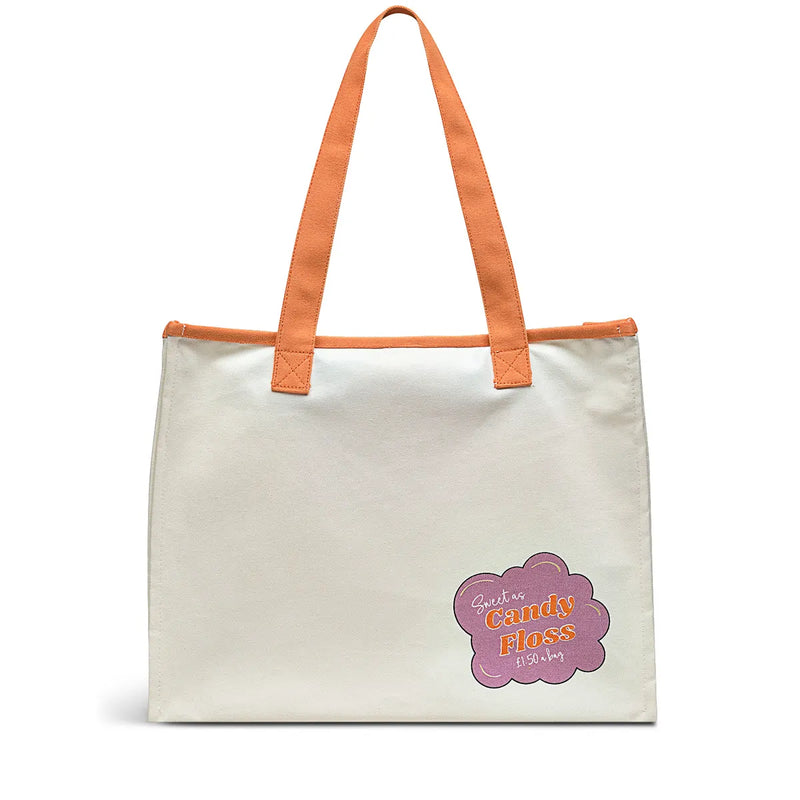 Candy Floss Large Open Top Tote - Natural