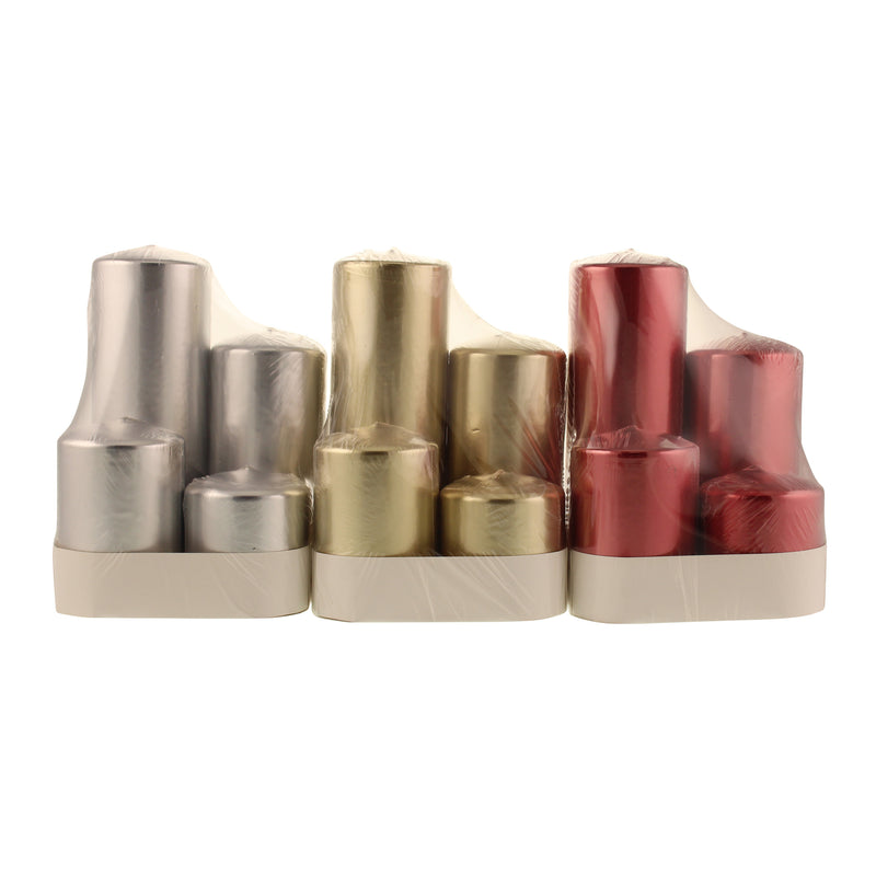 Set of 4 Pillar Candles - Metallic Red