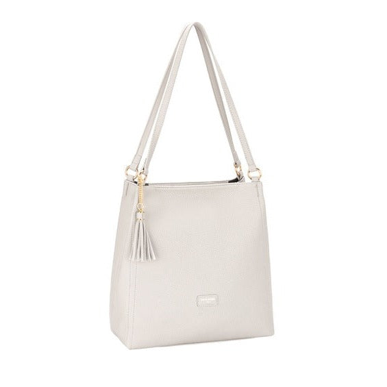 Twin Handle Shoulder Bag - Light Grey