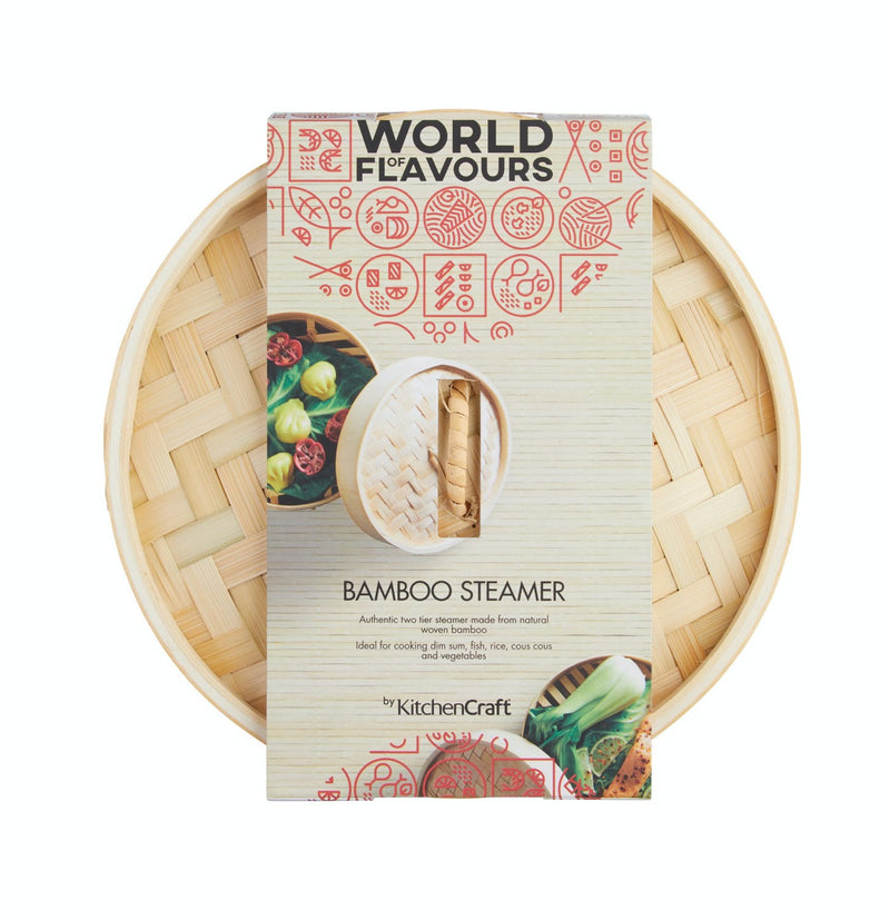 World of Flavours 20cm Oriental Bamboo Steamer