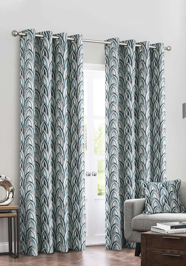 Cathedral Readymade Eyelet Curtains - Sky