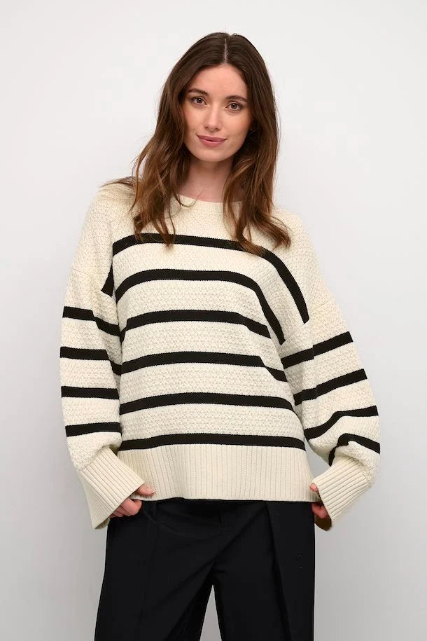 Soffie Stripe Jumper - Eggnog Black Stripe