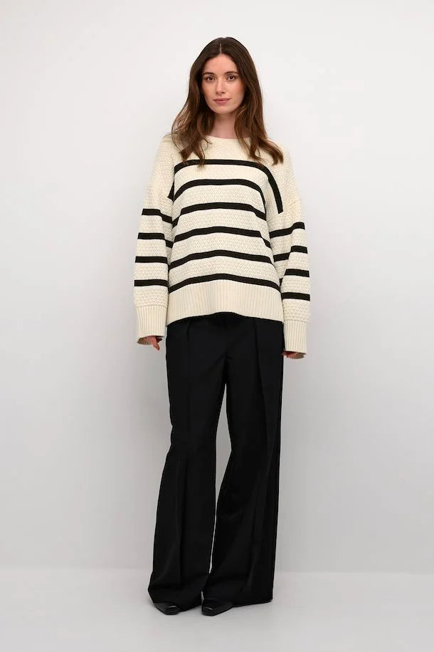 Soffie Stripe Jumper - Eggnog Black Stripe