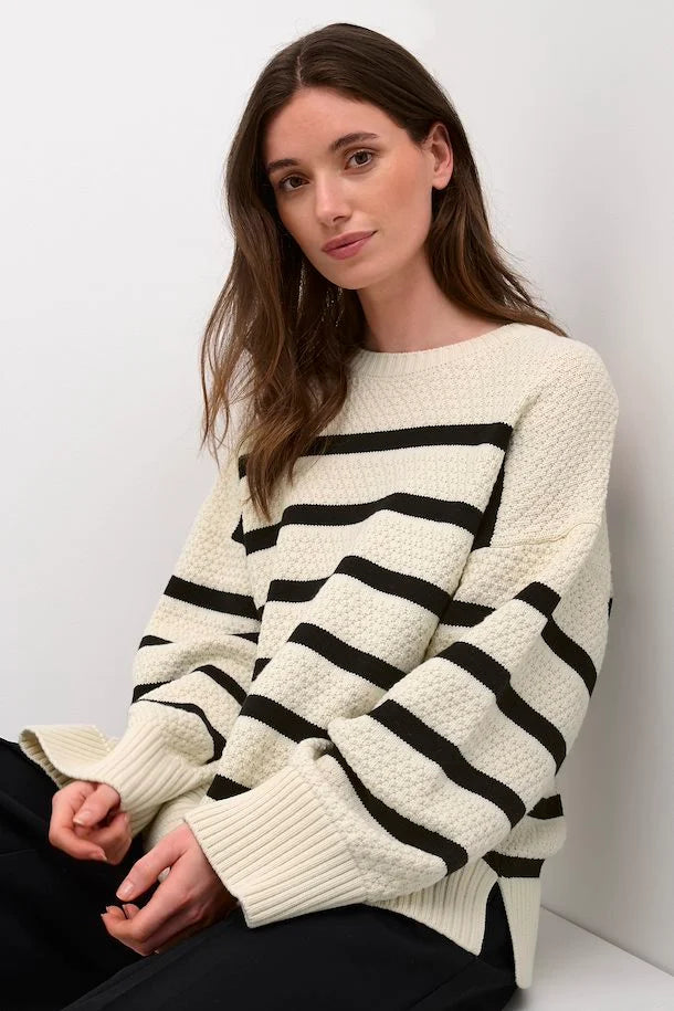 Soffie Stripe Jumper - Eggnog Black Stripe