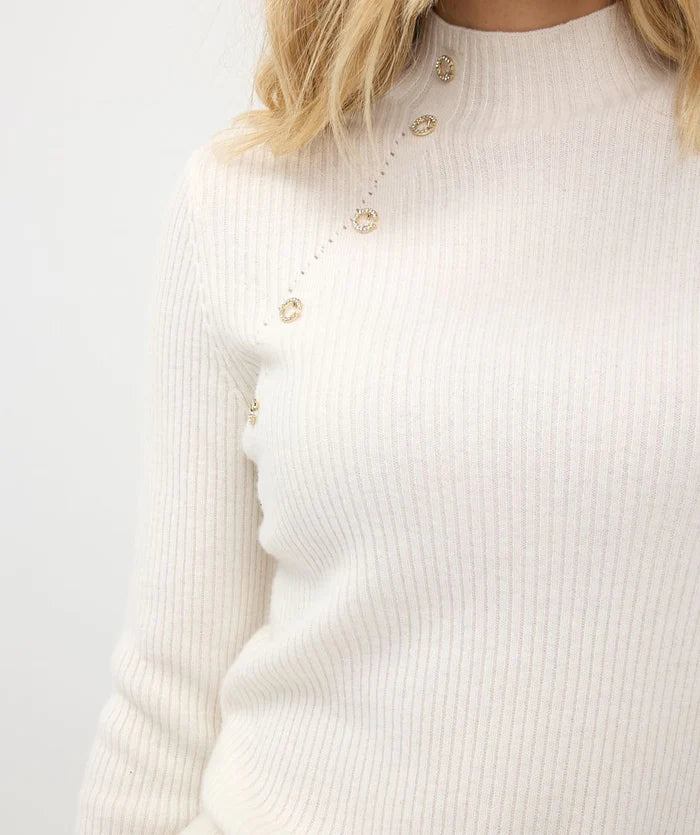 Asymmetric Buttons Jumper - Off White