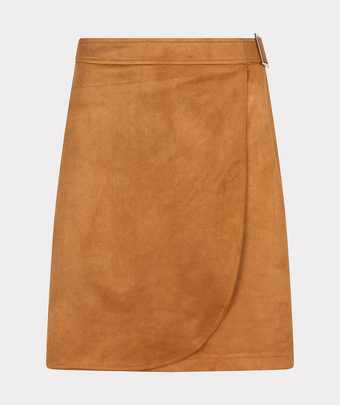 Overlap Suedine Skirt - Camel