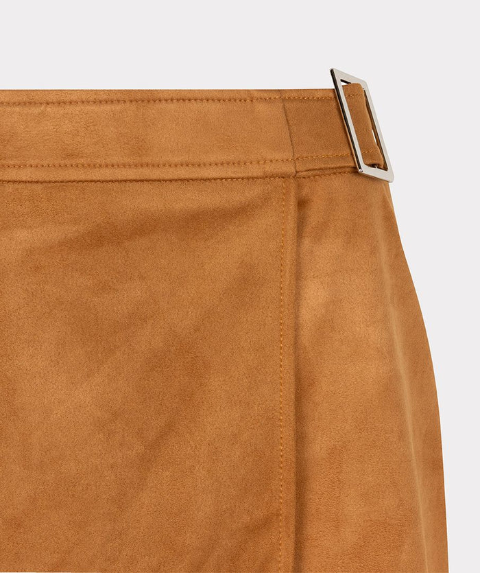 Overlap Suedine Skirt - Camel