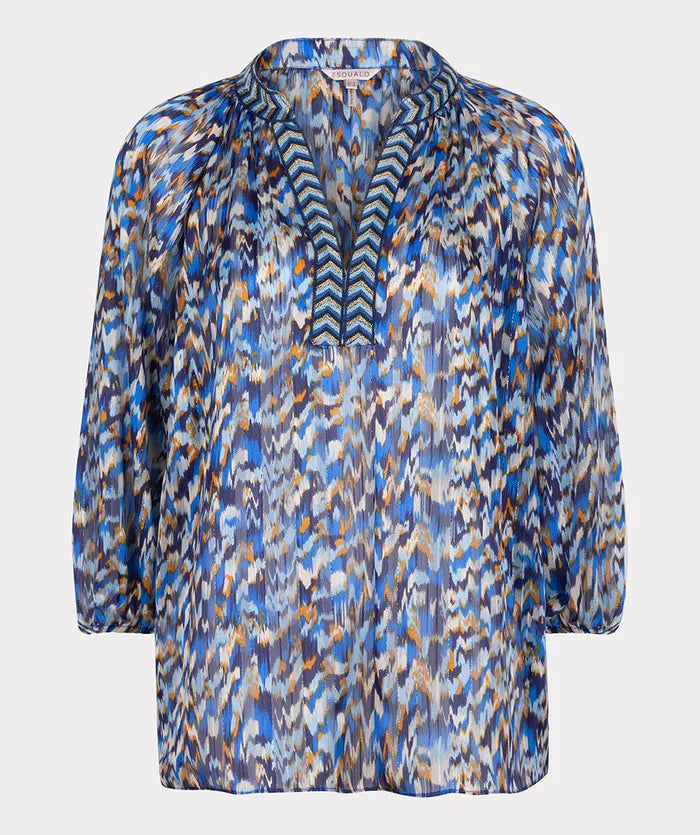 V Neck Print Blouse - Print