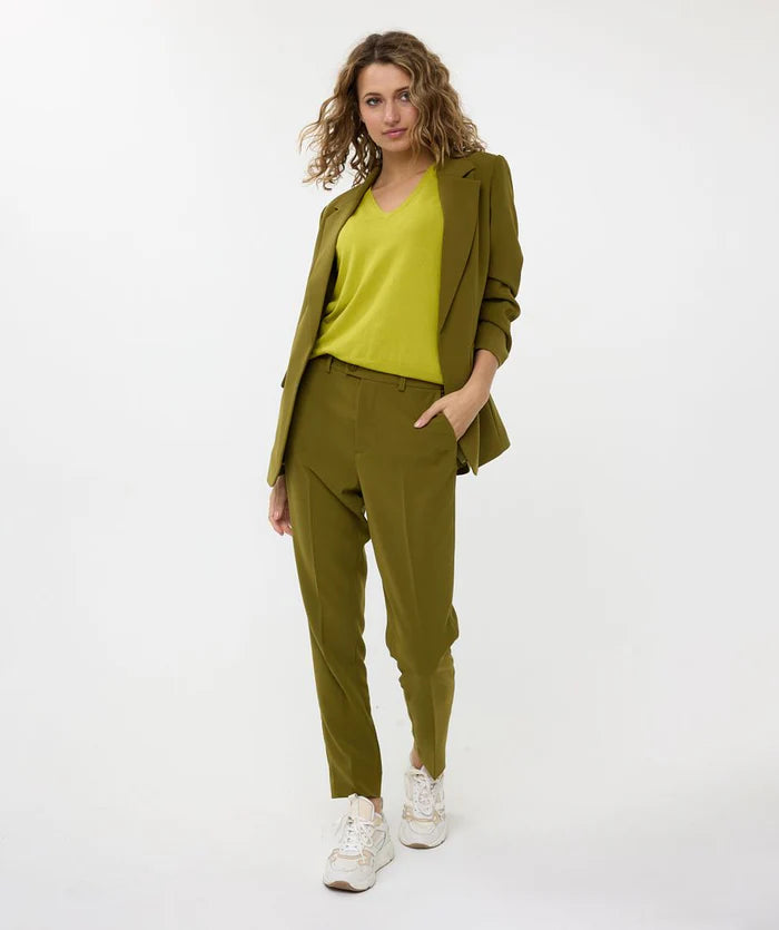 Gathered Sleeve Blazer - Moss Green