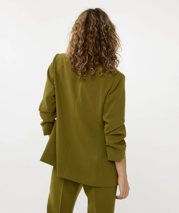 Gathered Sleeve Blazer - Moss Green