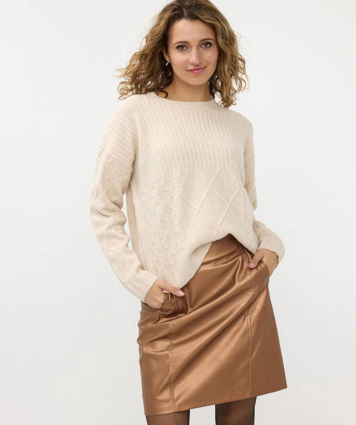 Melange Round Neck Jumper - Bisquit