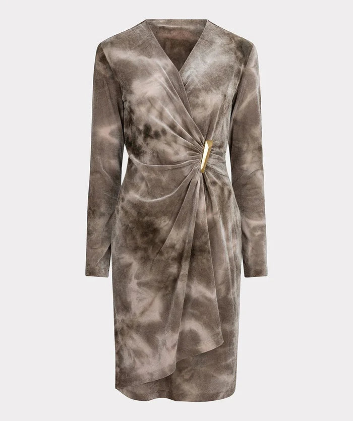 Velvet Wrap Over Dress - Print