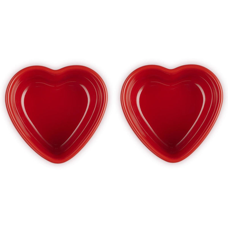 Set of 2 Heart Ramekins - Cerise