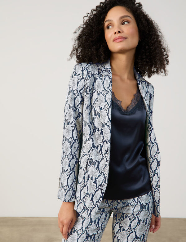 AnimalAttention Print Blazer - Beige/snake Print