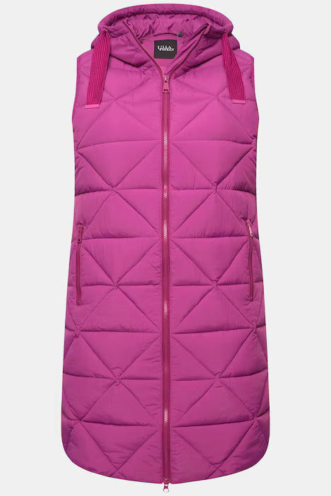 Longline Quilted Gilet - Fuschia