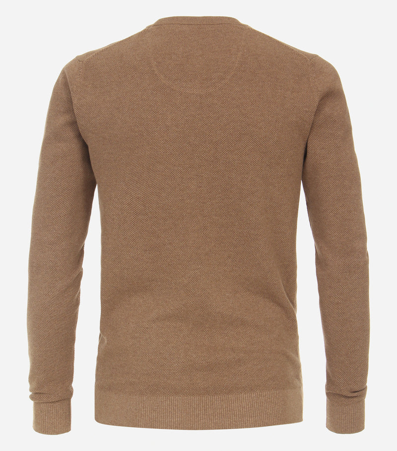 V Neck Jumper - Camel Brown