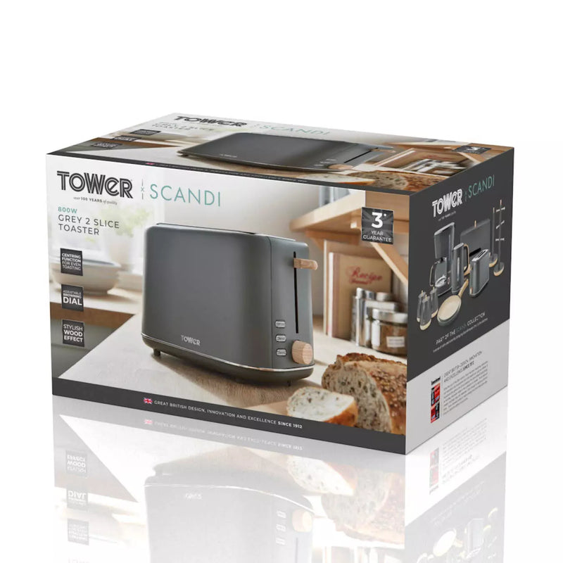 Scandi 2 Slice Toaster - Grey