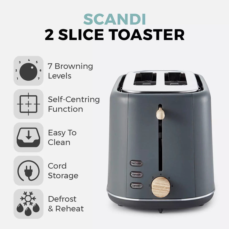 Scandi 2 Slice Toaster - Grey