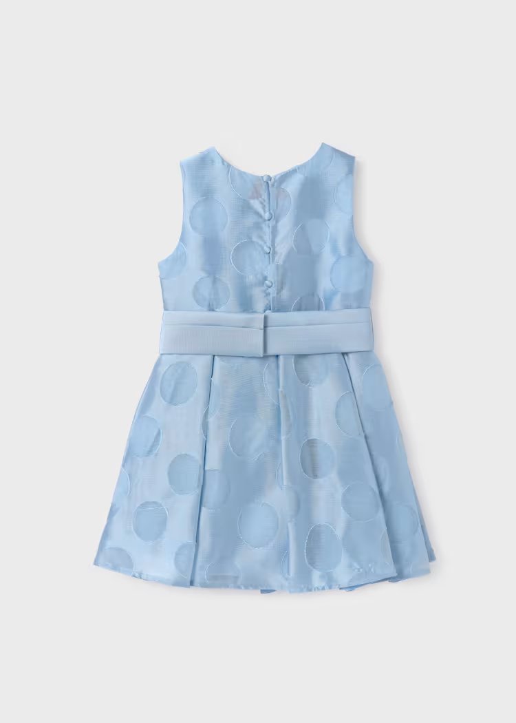 Polka Dot Monofilament Dress - Sky Blue