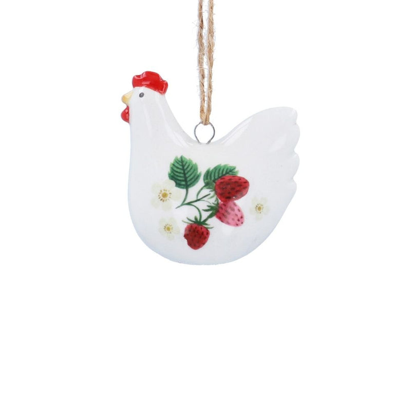 Strawberries Ceramic Hen Decoration