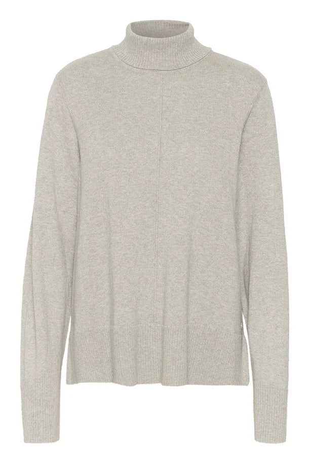 Anva Roll Neck Jumper - Grey Melange