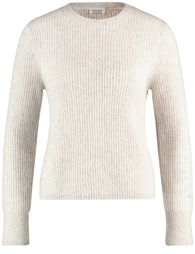 Animal Attention Round Neck Jumper - Cream Melange