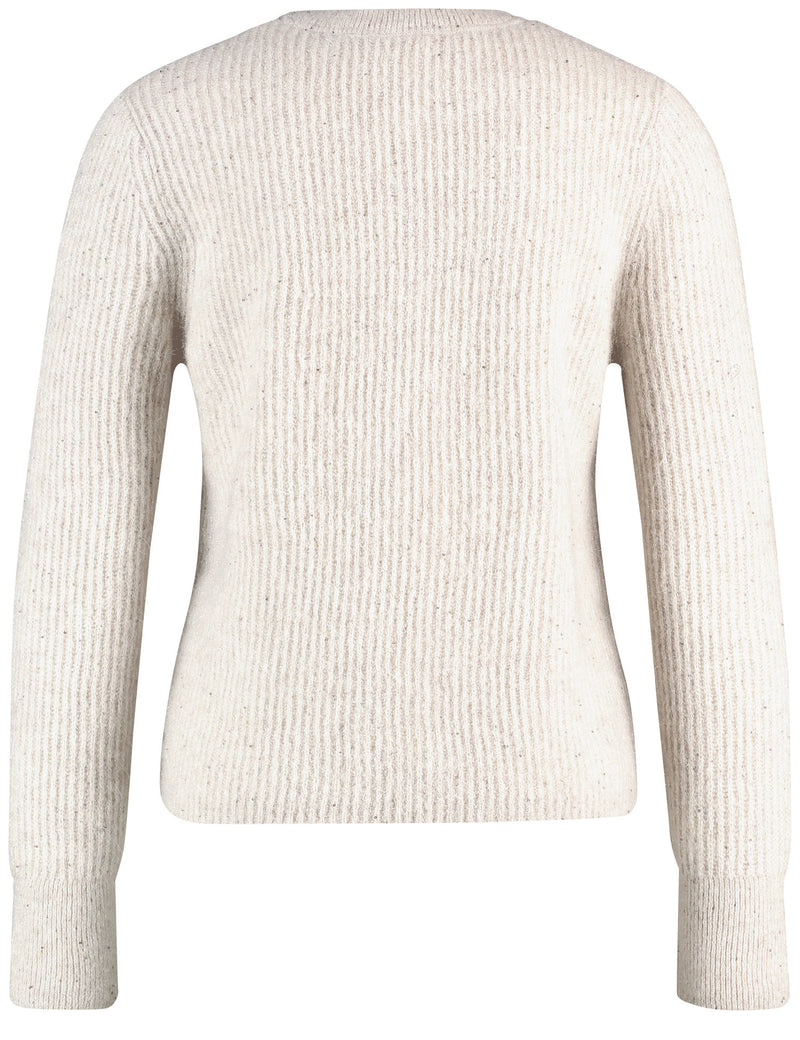 Animal Attention Round Neck Jumper - Cream Melange