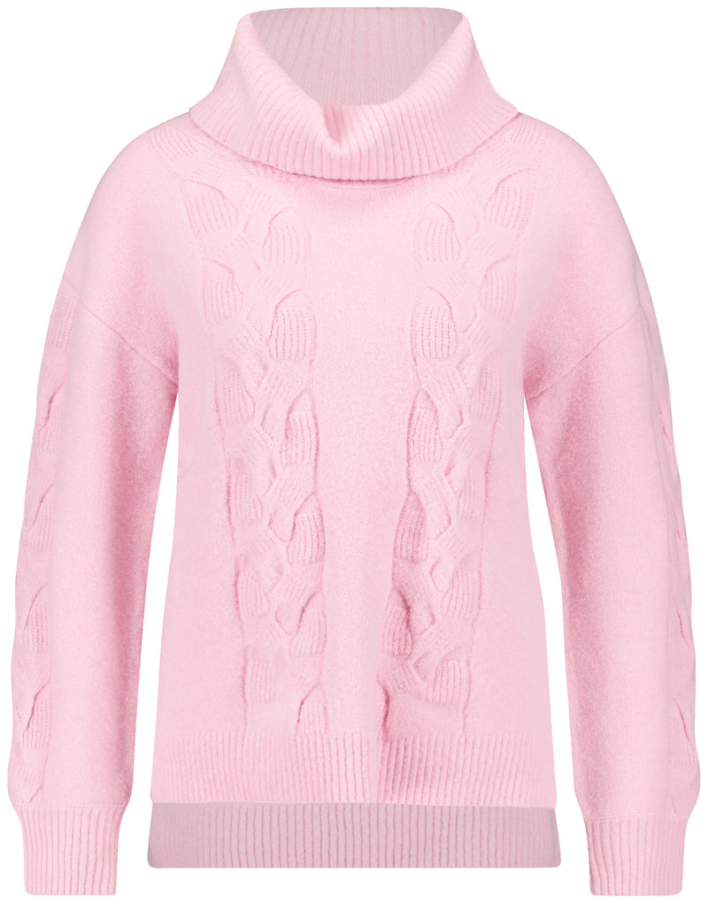 Animal Attention Polo Neck Jumper - Rose Quartz Melange