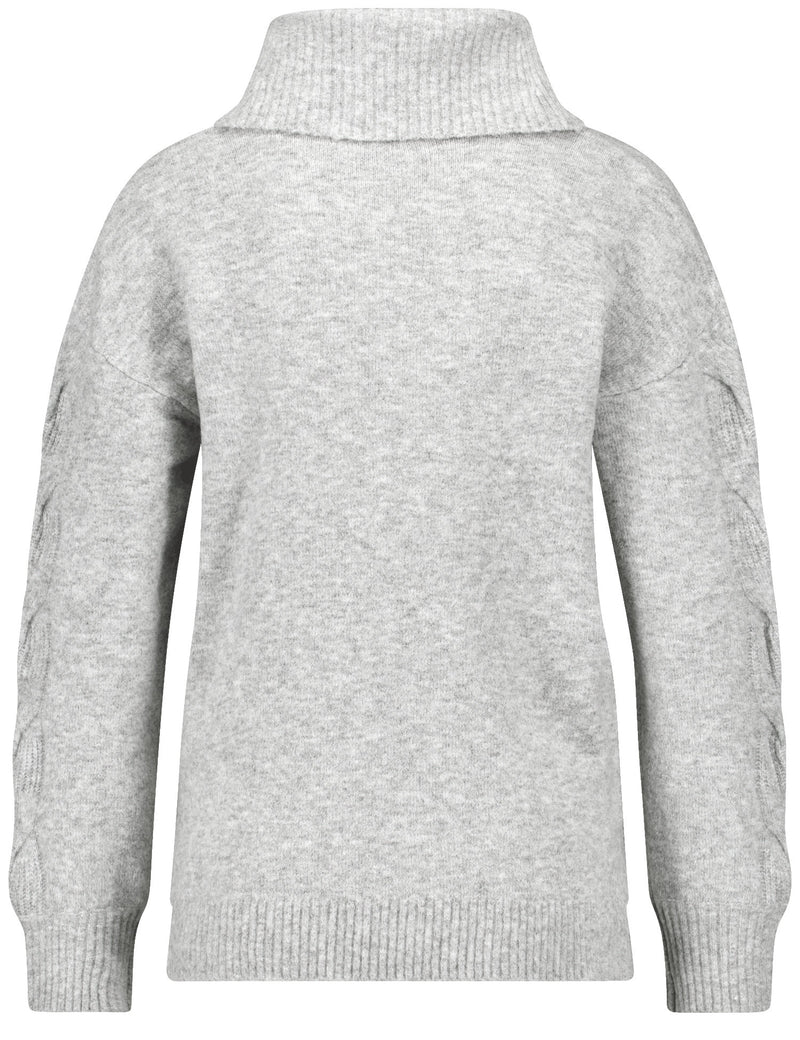 Animal Attention Polo Neck Jumper - Silver Grey Melange