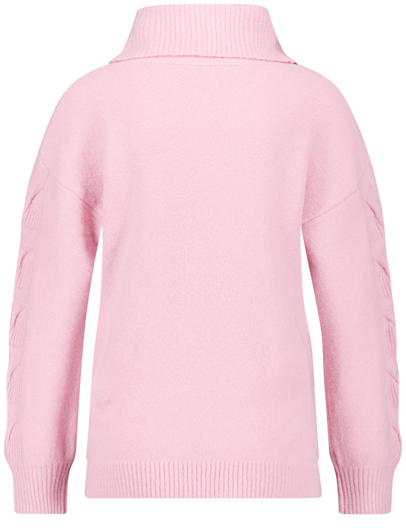 Animal Attention Polo Neck Jumper - Rose Quartz Melange