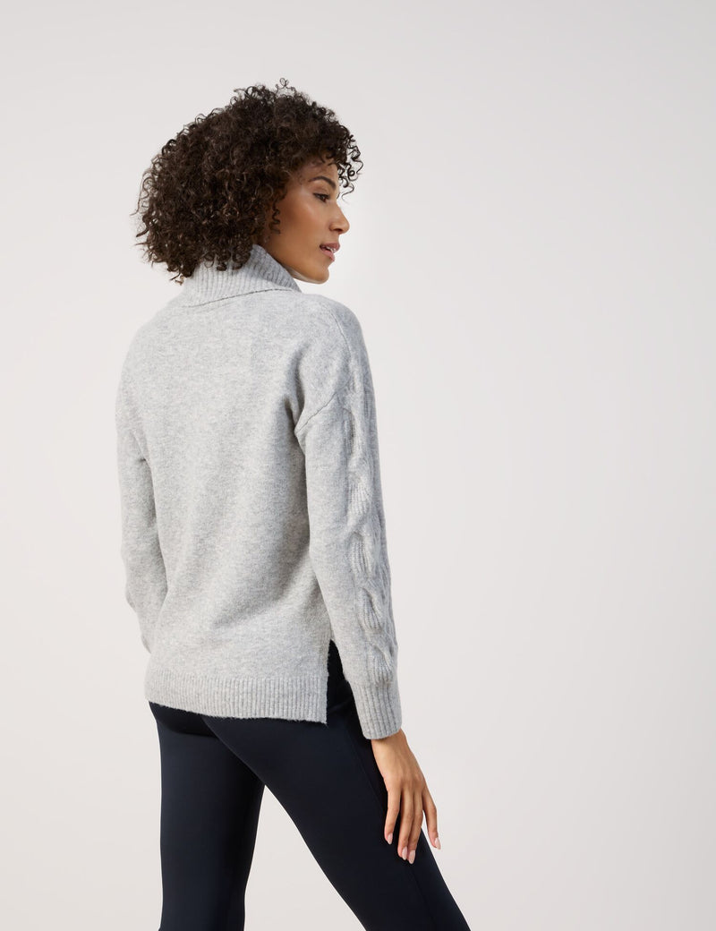 Animal Attention Polo Neck Jumper - Silver Grey Melange