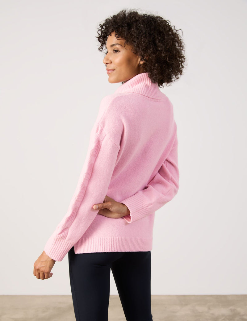 Animal Attention Polo Neck Jumper - Rose Quartz Melange