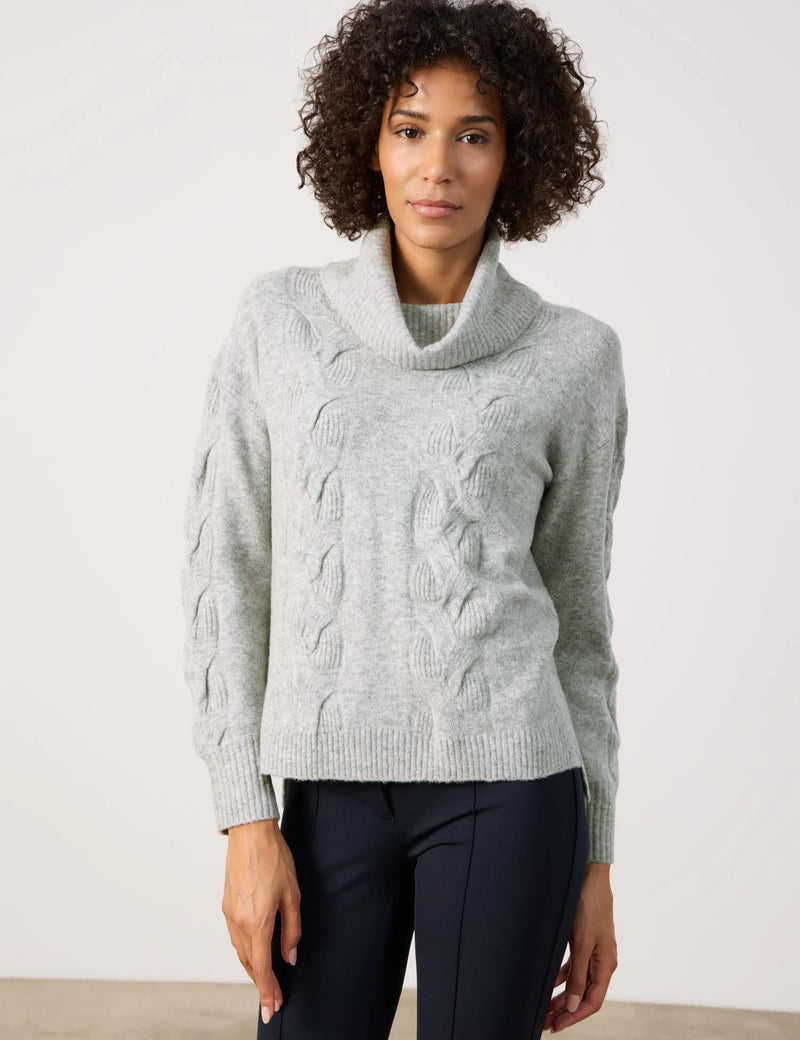 Animal Attention Polo Neck Jumper - Silver Grey Melange