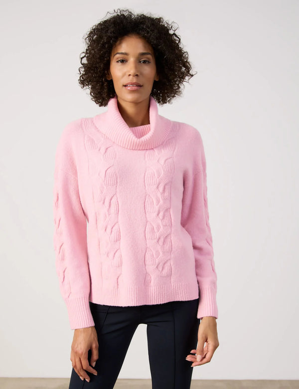 Animal Attention Polo Neck Jumper - Rose Quartz Melange