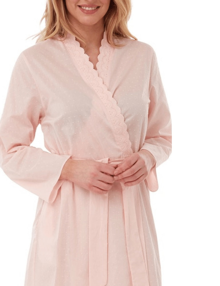 Dobby Spot Dressing Gown - Pink