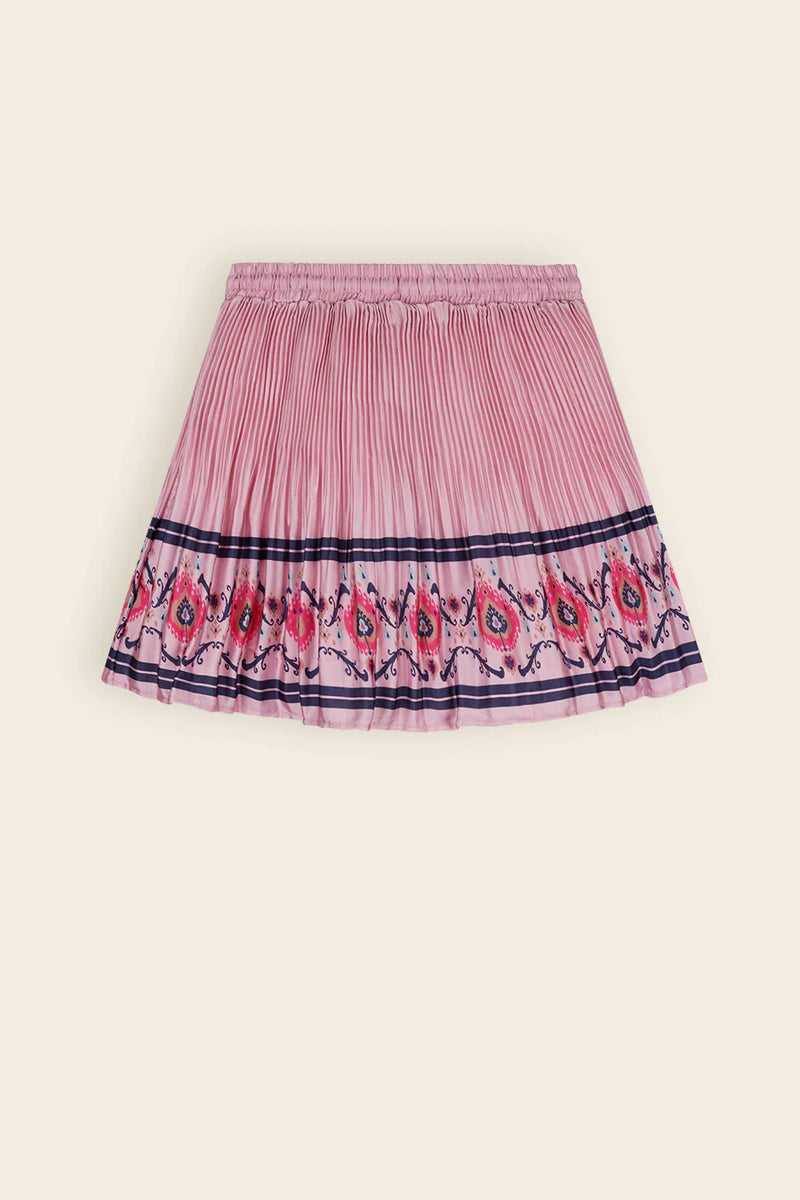 Nulan Border Print Skirt - Vintage Rose