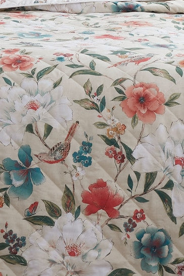 Pippa Floral Bedspread - Natural