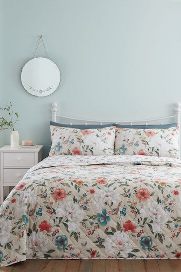 Pippa Floral Bedspread - Natural