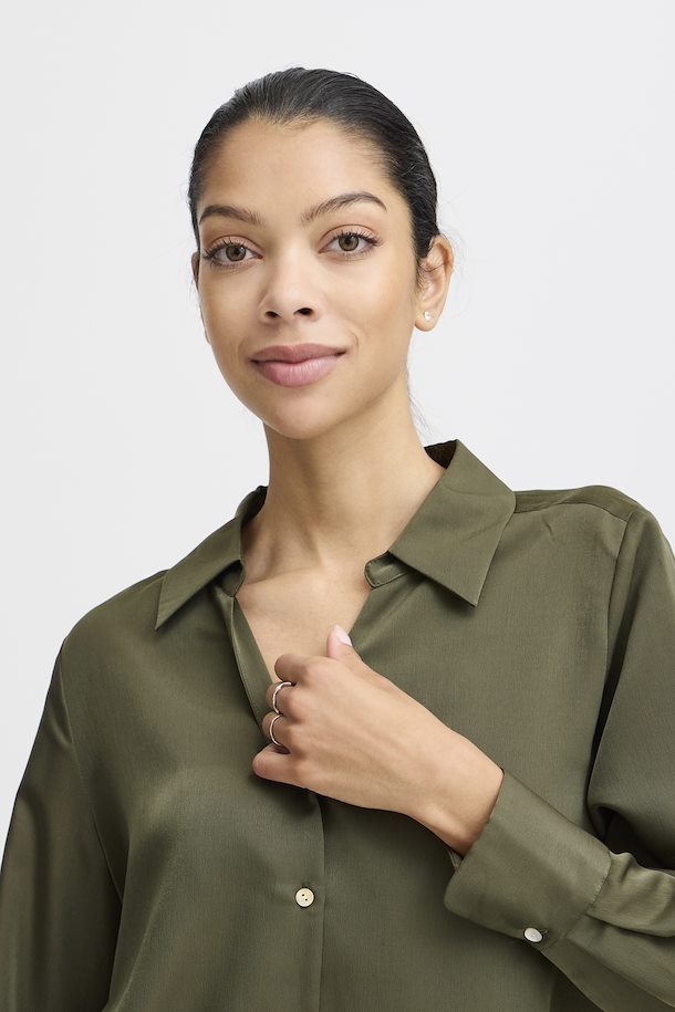 Dolora Plain Shirt - Olive Night