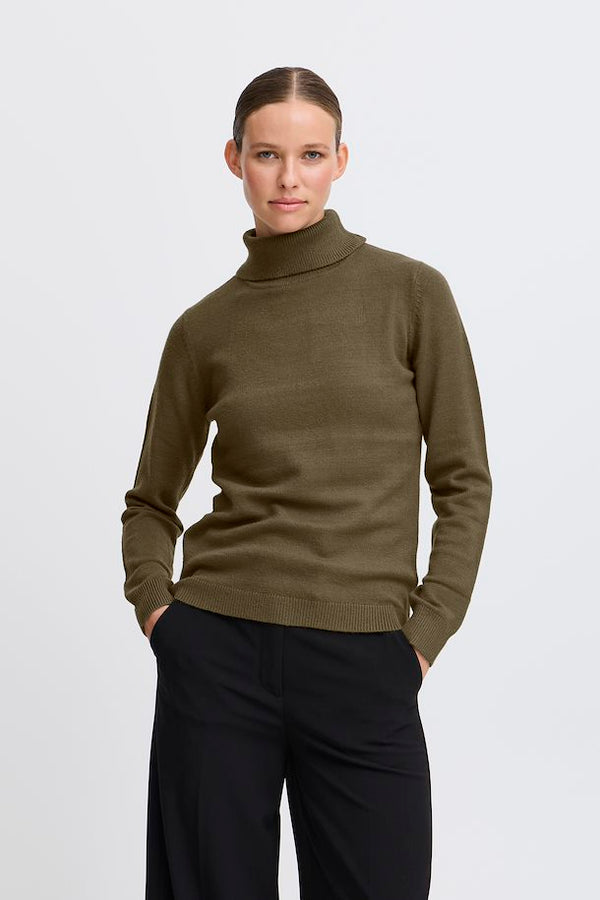 Manina Roll Neck Jumper - Olive Night