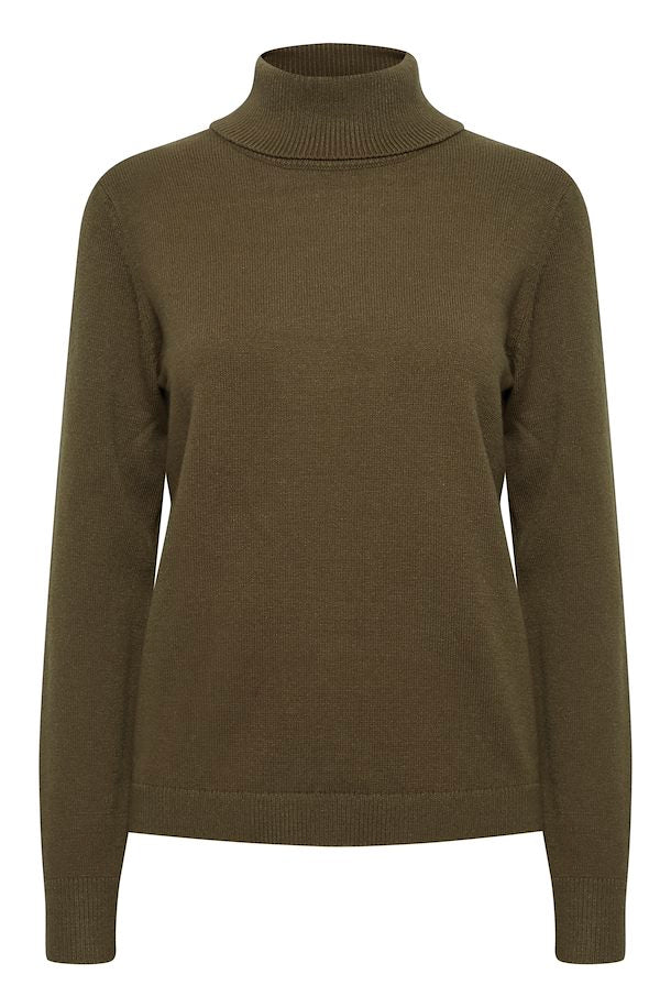 Manina Roll Neck Jumper - Olive Night