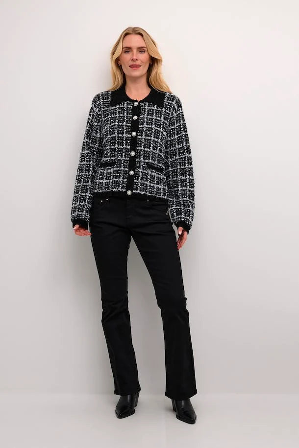 Bilo Tweed Cardigan - Pitch Black Check