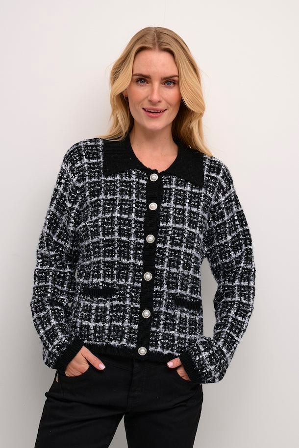 Bilo Tweed Cardigan - Pitch Black Check