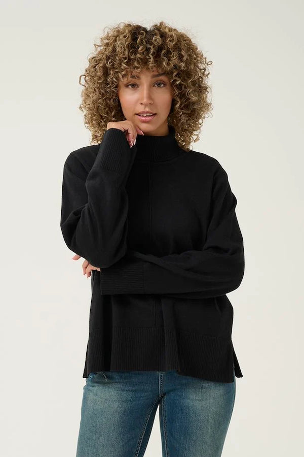 Anva Roll Neck Jumper - Pitch Black